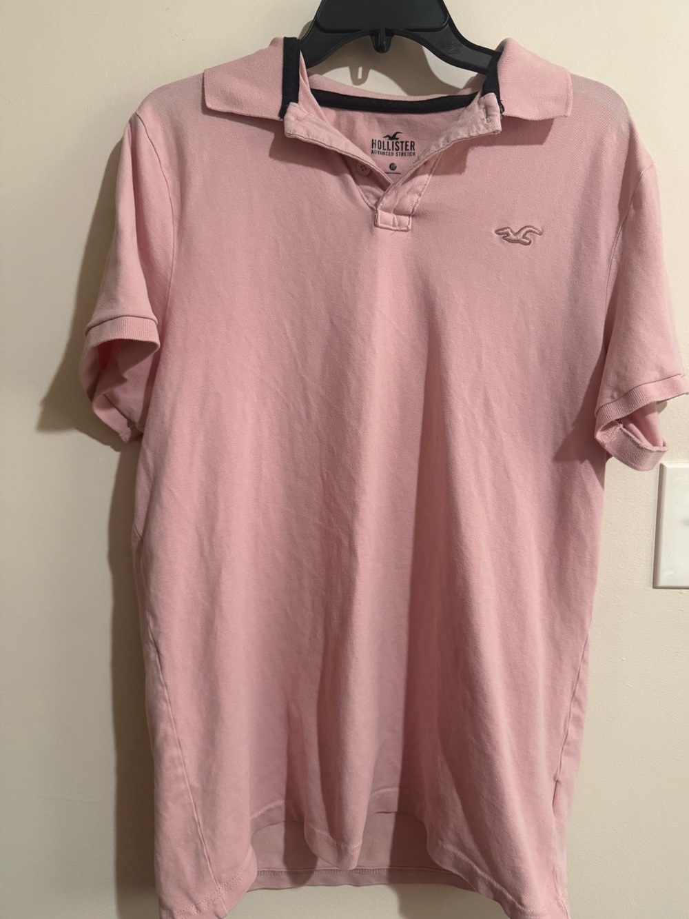 Hollister Men's Light Pink Polo with Embroidered Logo